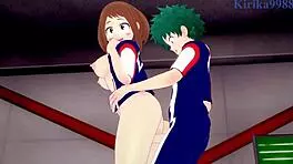 ochako uraraka and izuku midoriya have intense sex in my hero academia hentai