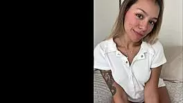 petite chloe home alone uses vibrator to cum!