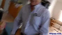 Teen model intensely blows horny pensioner