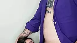 I just cum in this cute petite teen's mouth after her blowjob