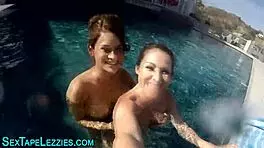 brunette babe licks pussy outdoors in hd