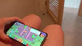 Husband Plays Brawl Stars While Janitor Fucks Wife's Wet Pussy Hard