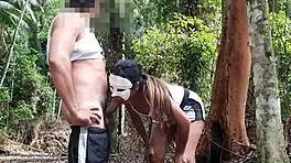 Almost Caught Having Anal Sex in Park, Spits Cum After