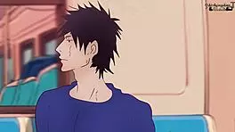 Mita's Wild Subway Adventure in Hentai Cartoon Parody Scene.