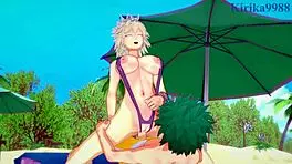 Himiko Toga and Mitsuki Bakugo fuck Izuku Midoriya hard in intense hentai creampie!