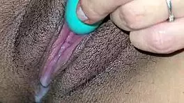 latina wife masturbates with cum oozing from her tight pussy, squirting everywhere in the room