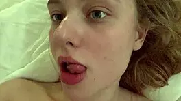 Masturbating on King Size Bed with Close-Up Teen 18+ Action
