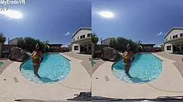Ebony Teen 18+ Splashes Wetly in Pool, Showcasing Sexy Black Ass in VR180 Preview
