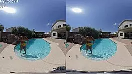 Ebony Teen 18+ Splashes Wetly in Pool, Showcasing Sexy Black Ass in VR180 Preview