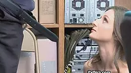 Beautiful tattooed brunette got caught with cock in the office 😏