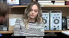 Blonde thief hard fucked by security officer
