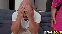 Oiled katty teases christian with a cute suck