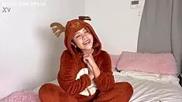 marina cosplays deer with huge dildo play