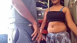 Desi maid fucks boss while cleaning cupboard