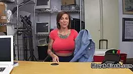 Hot Tattooed Teen Bent Over, Banged On Table In Interracial Group.