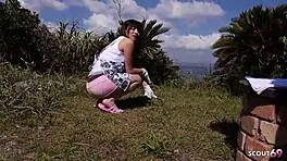 Petite Japanese Step-Sister lures into uncensored outdoor defloration on holiday