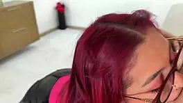 Redhead Milf Latina Practices Intense Blowjob and Rimming on Fat Cock in POV
