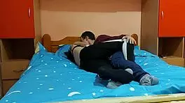 Teen girlfriend rides boyfriends monster cock tight.