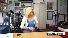 hey, hot blonde teen starts sucking black cock on sofa during interview 😏