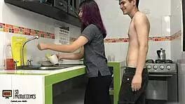 intriguing homemade fuck from stepbrother in the kitchen