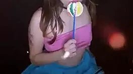 bonneyuwu sucking on a lollipop, looking cute and beautiful as a teen