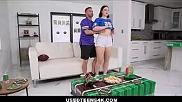 Big Ass Teen 18+ Gets Freeuse Fucked By Huge Cock While Watching Football Game Together