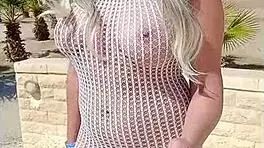 Transparent Dress Without Underwear! Blonde Flashes Ass Publicly