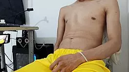 man takes out his cock and masturbates in the office?