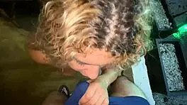 Petite blonde licks ass and swallows hot load