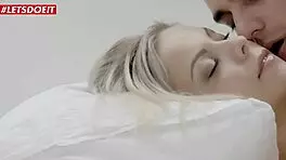 Blonde teen and boyfriend dive into passionate morning sex with deepthroat and facial cumshot