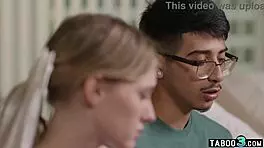 teen cheerleader melody marks loosing her virginity on a shy guys dark cock!