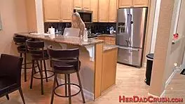 Wow, teen tittyfucks stepdad interracial style and gets hardcore plowed with cumshot! 😏
