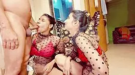 Interracial FFM Threesome With Cowgirl Cock Riding Action