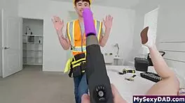 Stepdaughter at work day with daddy's hardcore
