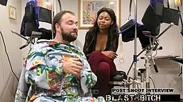 Minnie Rose sucks dick and gets cum blasted in POV domination.