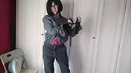 Hot secretary in ripped clothes teases and strips