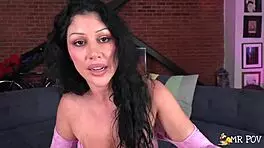Queenie Sateen Jerks Clit While Tugging Monster Cock Roughly
