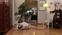 cute nicole murkovski enjoys naked yoga stretching