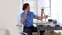 ebony teen 18+ gives man's big cock head