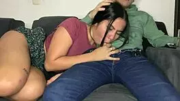 Brunette Babe Receives Cumshot in Mouth and Creampie in Wet Pussy