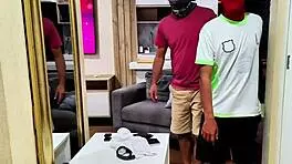 Two thieves fuck the housewife in a hot bdsm threesome