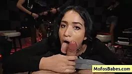 Sound engineer gets seduced for blowjob by busty brunette teen 😏