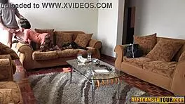 Perfect ass black teen rides friend's big cock.