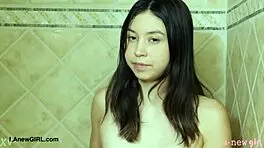 pretty asian teen took a relaxing shower
