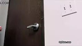 Handcuffed brunette looks forward to dicking