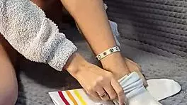 dirty step sister bought socks special to tease my dick