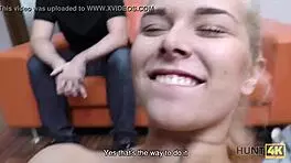 hunt4k blonde stops fight with bf for stranger's money