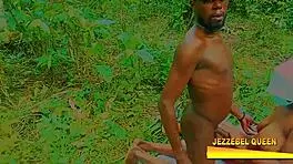 Fucking the teen's wet pussy with a good handjob, clothes ripped, dripping, bent over in doggystyle.