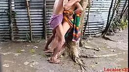 raini enjoys outdoor sex with her bengali boudi friend in the country ranch during a webcam session