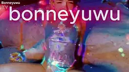 Bonneyuwu masturbates with transparent dildo